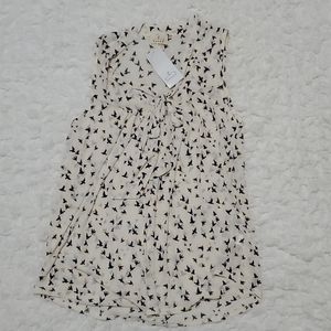Fall Bird Sleeveless Blouse L